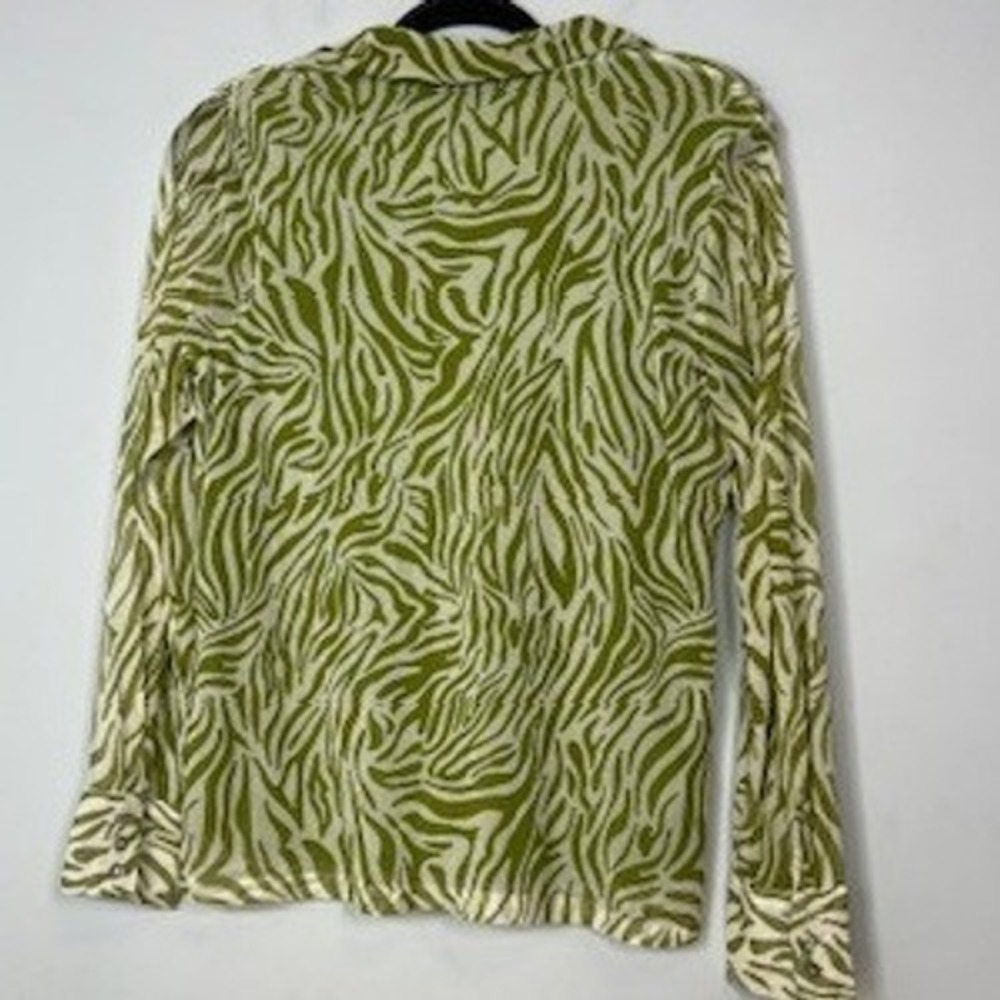 Joie Women's Bright Green Cream‎ Zebra Bold Long Sleeve Button Down Shirt Boho - Picture 7 of 7